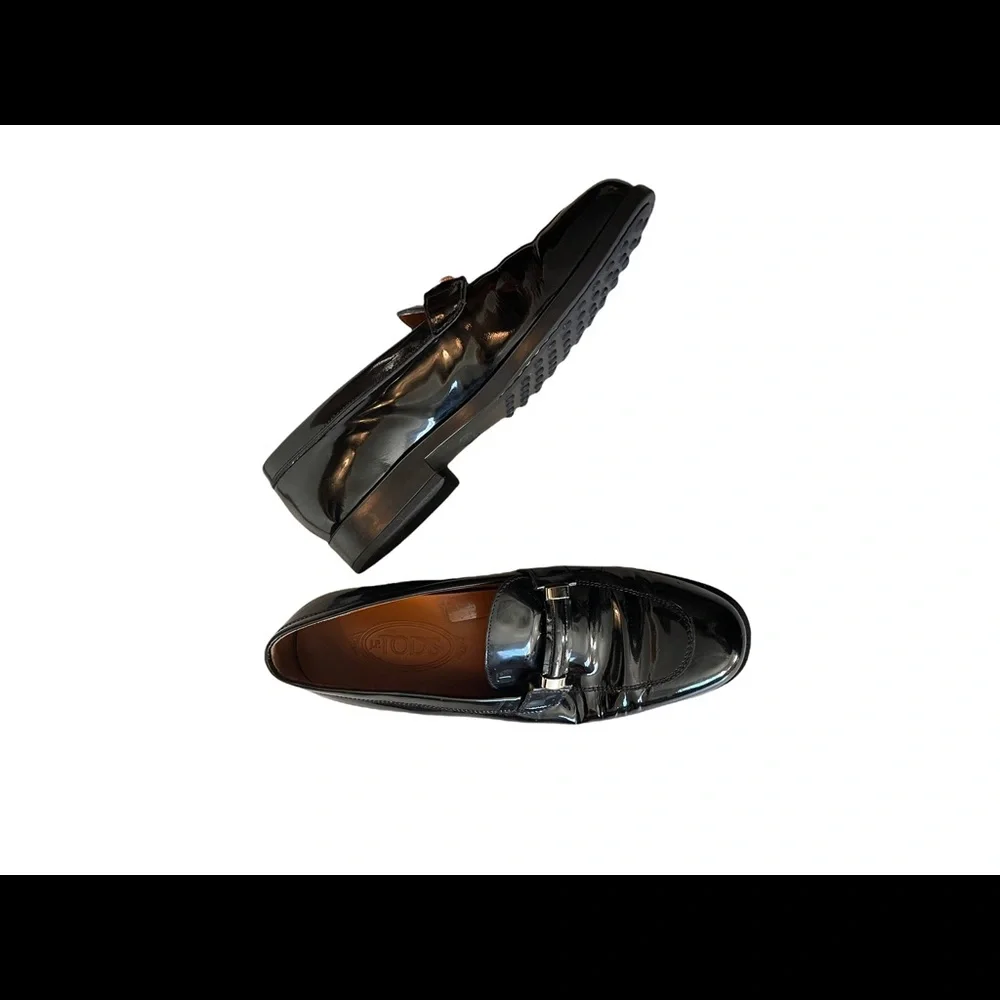 Tods Black Patent Leather Womens Loafers 39 - Picture 14 of 16